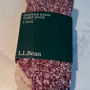 L.L. Bean Red and Cream Cotton Ragg Socks